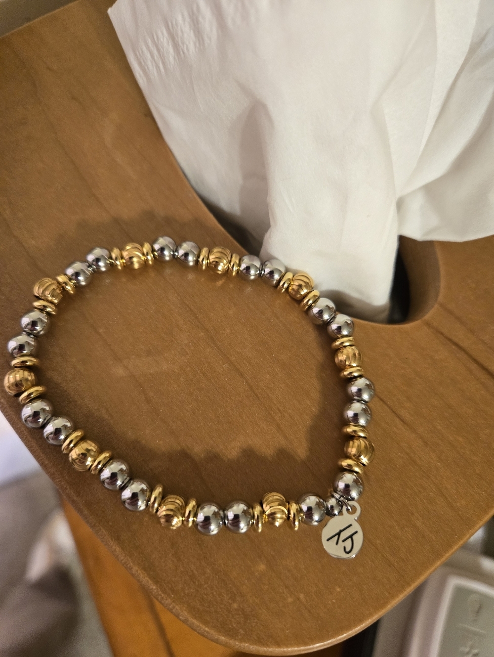 Tjazelle Strength And Grace Two-Tone Gold & Silver Beaded Women's Bracelet